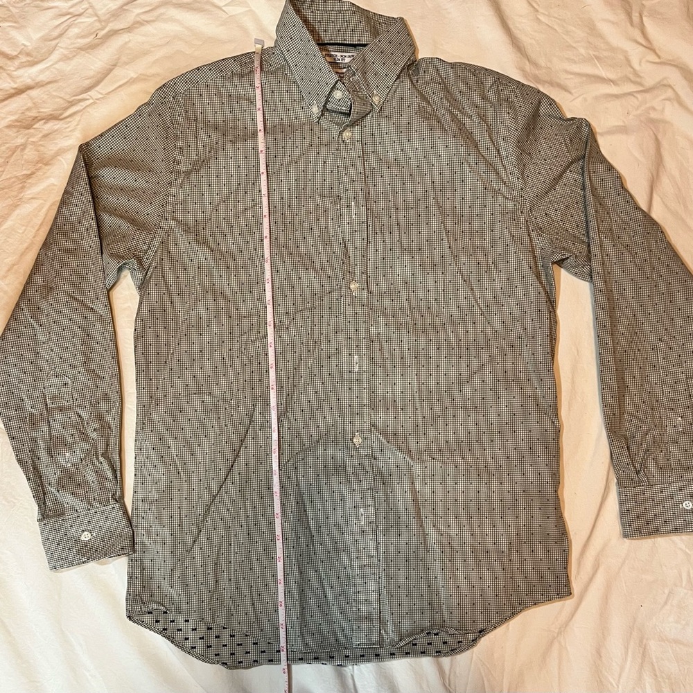 Jos. A. Bank Olive Green Patterned Casual Button-Down Shirt